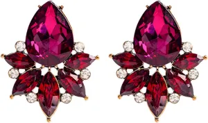 Vintage Rhinestone Statement Earrings for Women Girls,Fancy/Love Heart Cluster Crystal Drop Dangle Earrings Fashion Bling Colorful Earrings Jewelry Gifts