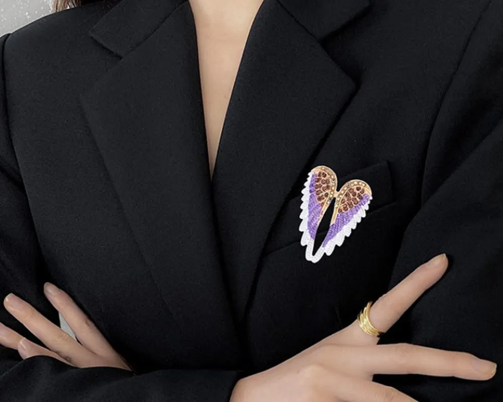 vmcoatdu Women's Guardian Angel Wings Brooch Pin Crystal Angel Wings Brooch Multicolor Lapel Pin Badge