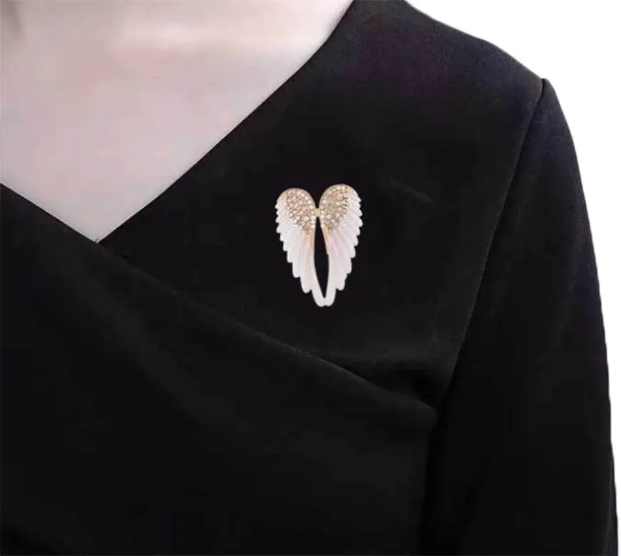 vmcoatdu Women's Guardian Angel Wings Brooch Pin Crystal Angel Wings Brooch Multicolor Lapel Pin Badge