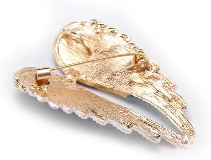 vmcoatdu Women's Guardian Angel Wings Brooch Pin Crystal Angel Wings Brooch Multicolor Lapel Pin Badge