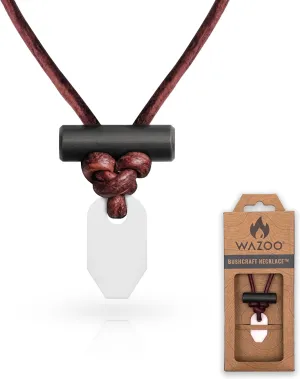 Wazoo The Bushcraft: The Original Fire Starter Necklace - USA Handcrafted Survival Necklace for Men, Weatherproof Bushcraft Necklace, Adjustable Leather Knot Design