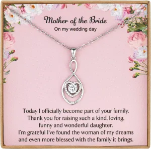 Wedding Gifts for Mother of The Bride Necklaces for Women Mother in Law Gifts from Groom in Law Infinity Heart Silver Necklace for Women N08B