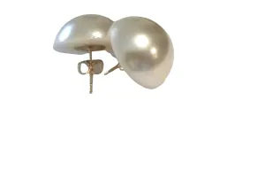 White Faux Pearl Extra Large Stud Earrings Minimalist