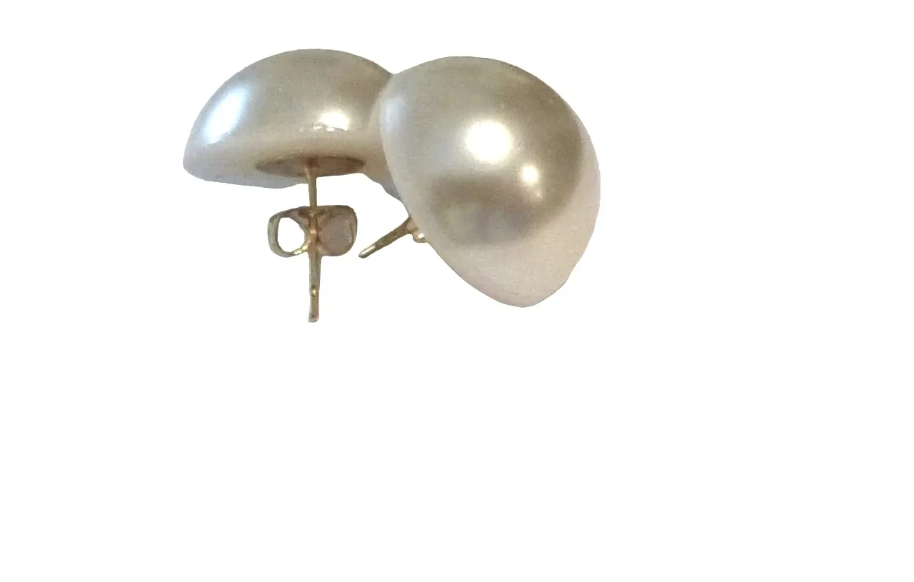White Faux Pearl Extra Large Stud Earrings Minimalist