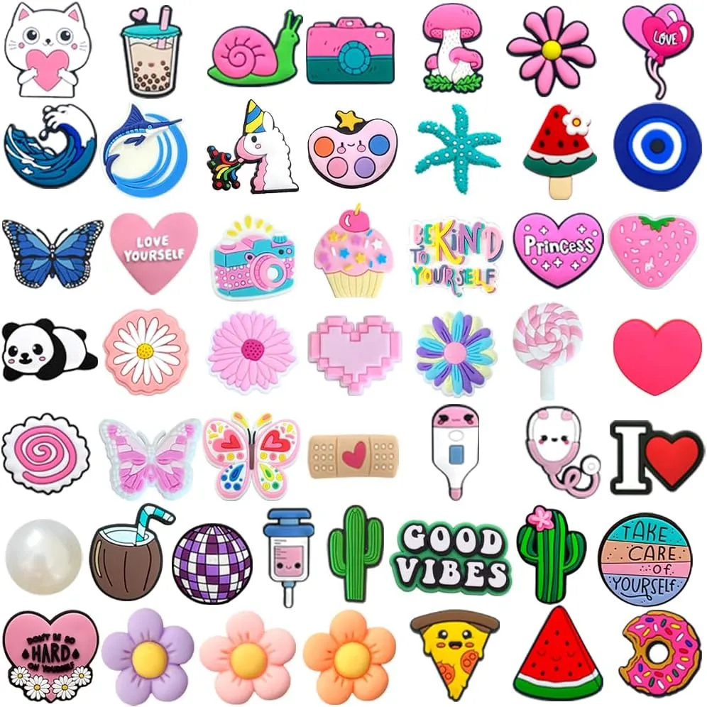 Wholesale Shoe Charms for Girls Teens: 50PCS Different Cute Shoe Decoration Charms, Shoe Charm, Charms for Shoes Bracelet Wristband Party Favors Gifts Boys Kids Adults