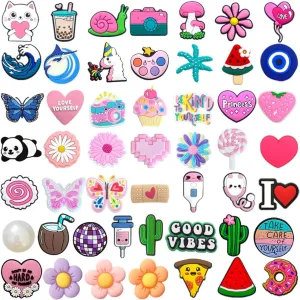 Wholesale Shoe Charms for Girls Teens: 50PCS Different Cute Shoe Decoration Charms, Shoe Charm, Charms for Shoes Bracelet Wristband Party Favors Gifts Boys Kids Adults