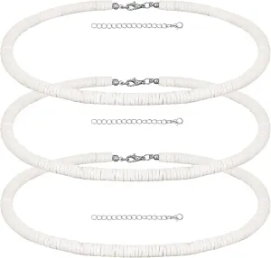WILLBOND 3 Pcs Puka Shell Necklace Men Women White Surfer Seashell Necklace Shell Beaded Choker with Extension Chain
