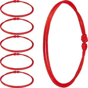 WILLBOND 6 Pieces Red String Bracelets Kabbalah Red Cord Bracelet for Protection Women Men Adjustable Amulet for Evil Eye and Good Luck Gift