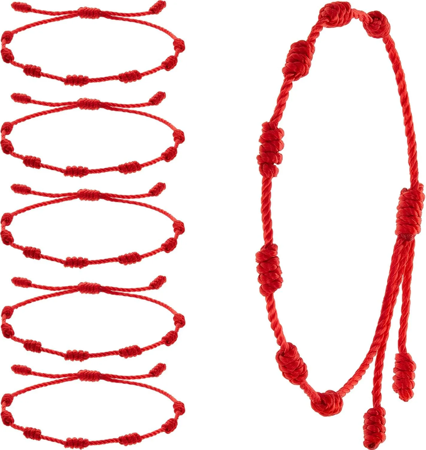 WILLBOND 6 Pieces Red String Bracelets Red Cord Bracelet Adjustable Knot String Bracelet Amulet for Protection, Evil Eye and Good Luck