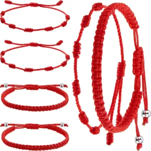 WILLBOND 6 Pieces Red String Bracelets Red Cord Bracelet Adjustable Knot String Bracelet Amulet for Protection, Evil Eye and Good Luck