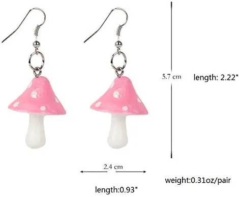 Women Environmental theme Acrylic Dangle Earrings For Female Party Red Purple Acrylic Colorful Mushroom Long Pendant Earrings