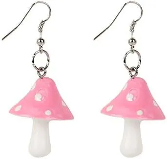 Women Environmental theme Acrylic Dangle Earrings For Female Party Red Purple Acrylic Colorful Mushroom Long Pendant Earrings