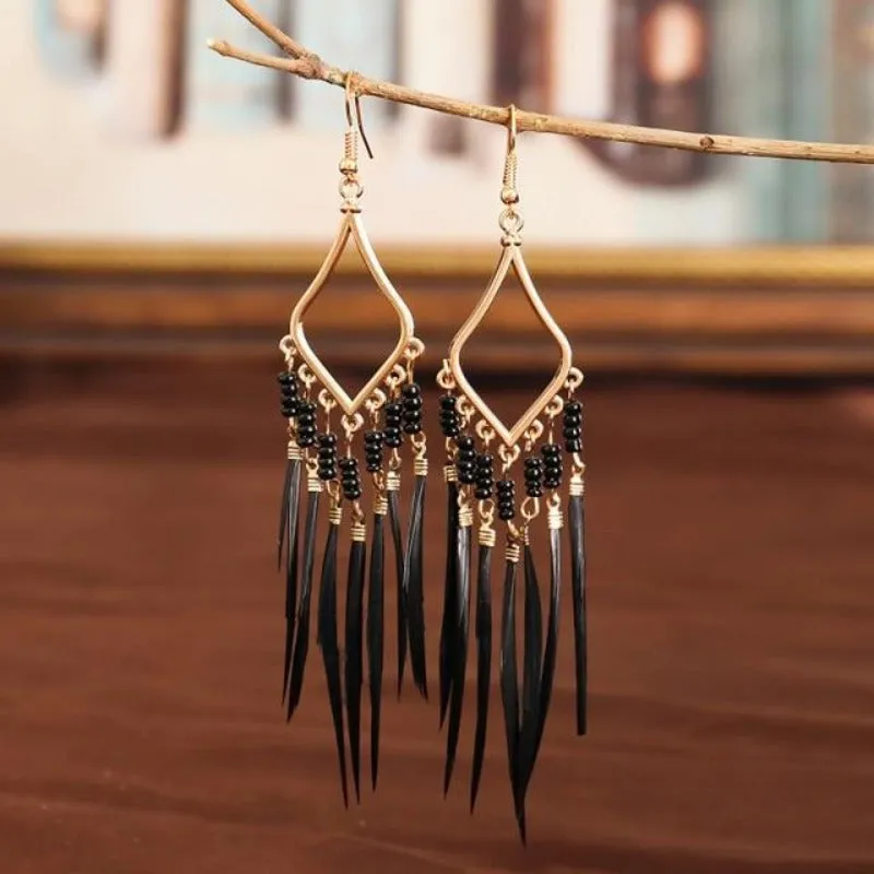 Women's Colorful Geometric Long Tassel Earrings