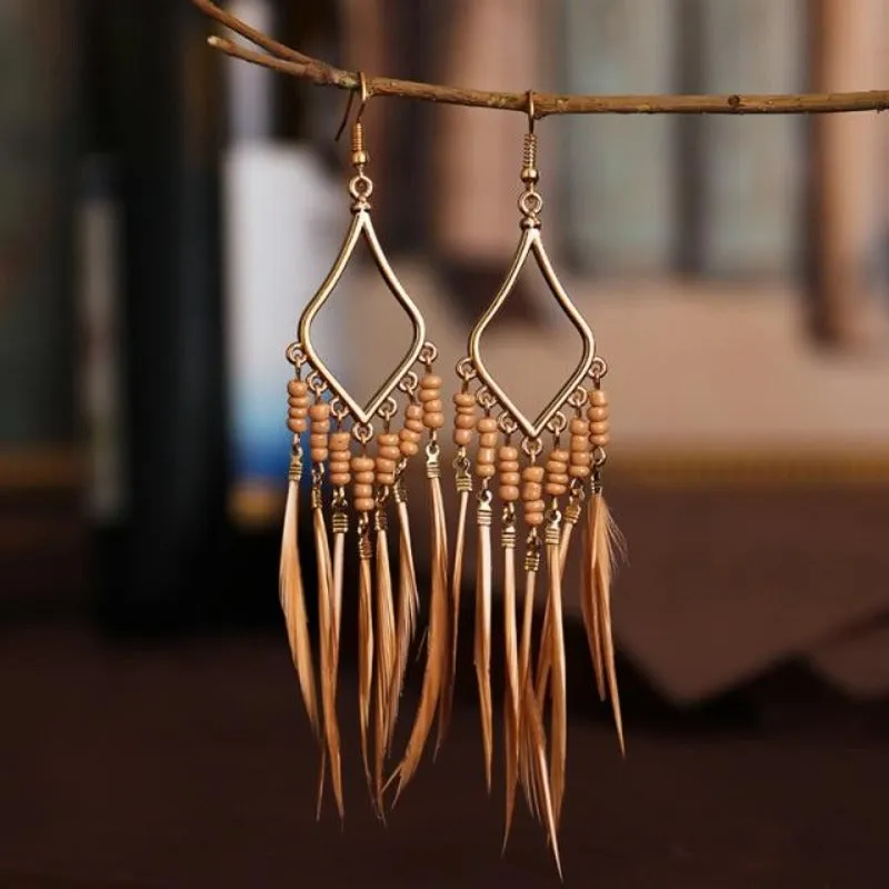 Women's Colorful Geometric Long Tassel Earrings
