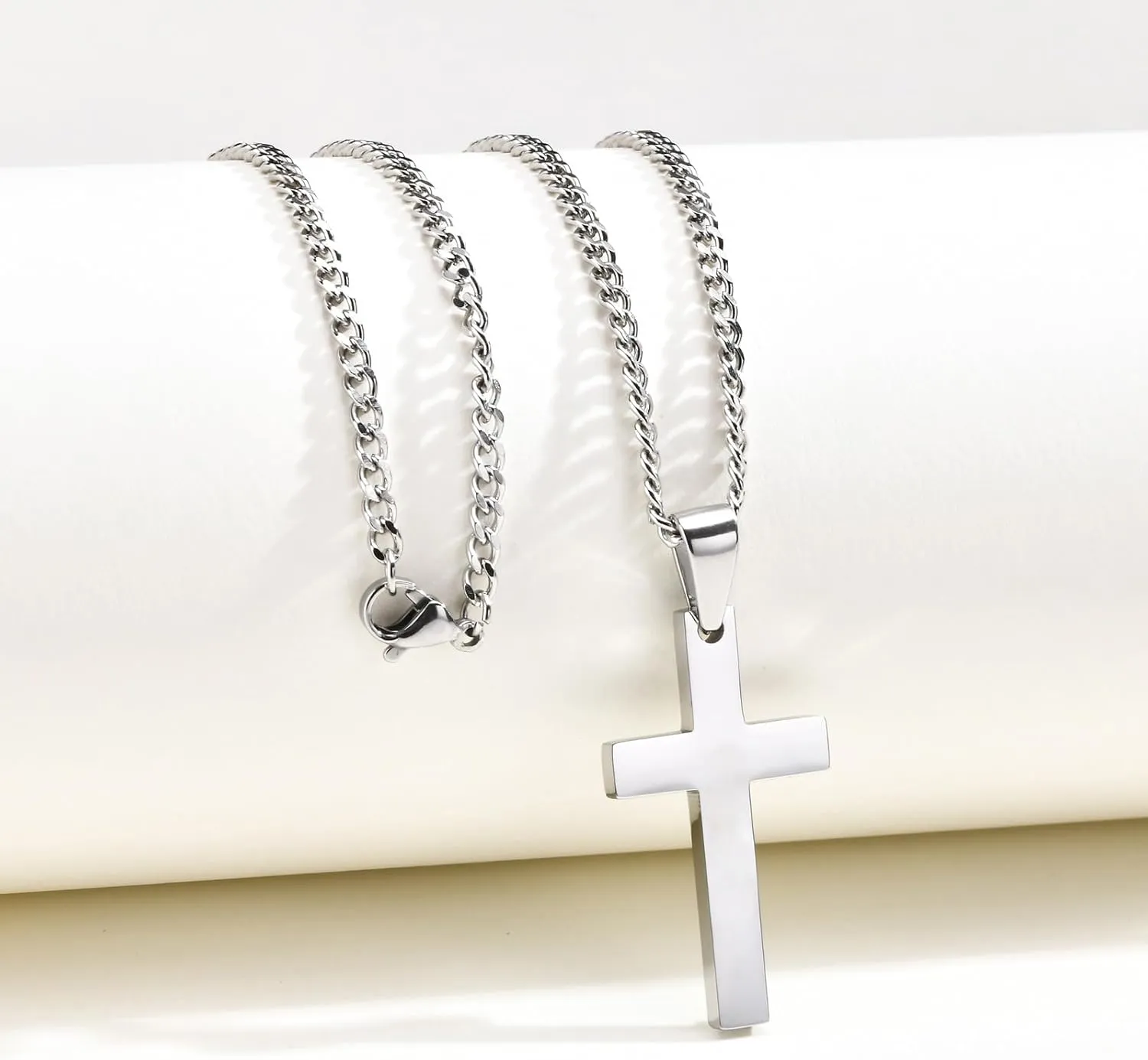 XUANPAI Cross Necklace,Custom Engravable Cross Pendant Necklace Easter Jewelry Christian Birthday Gifts for Men Women