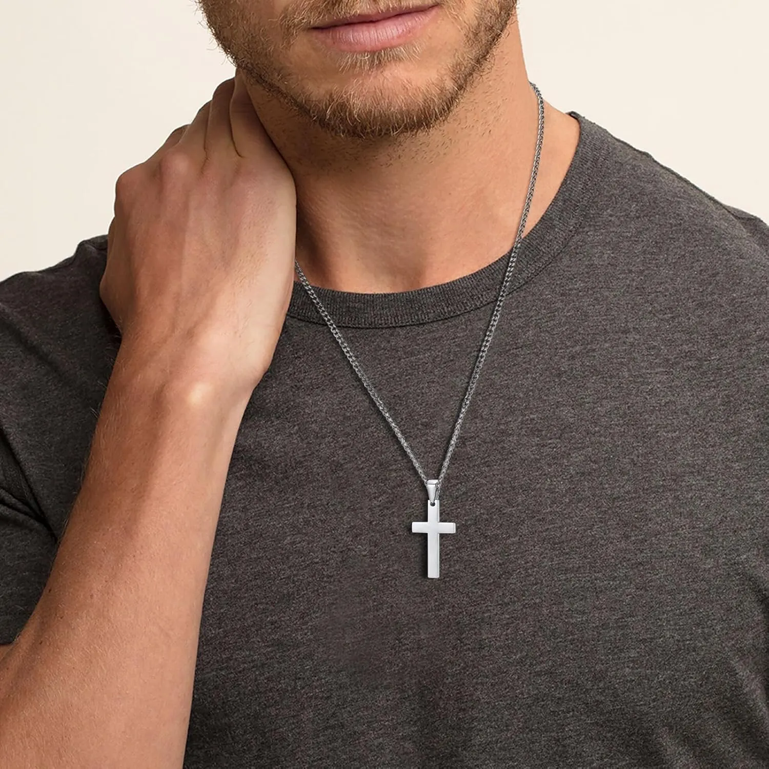 XUANPAI Cross Necklace,Custom Engravable Cross Pendant Necklace Easter Jewelry Christian Birthday Gifts for Men Women