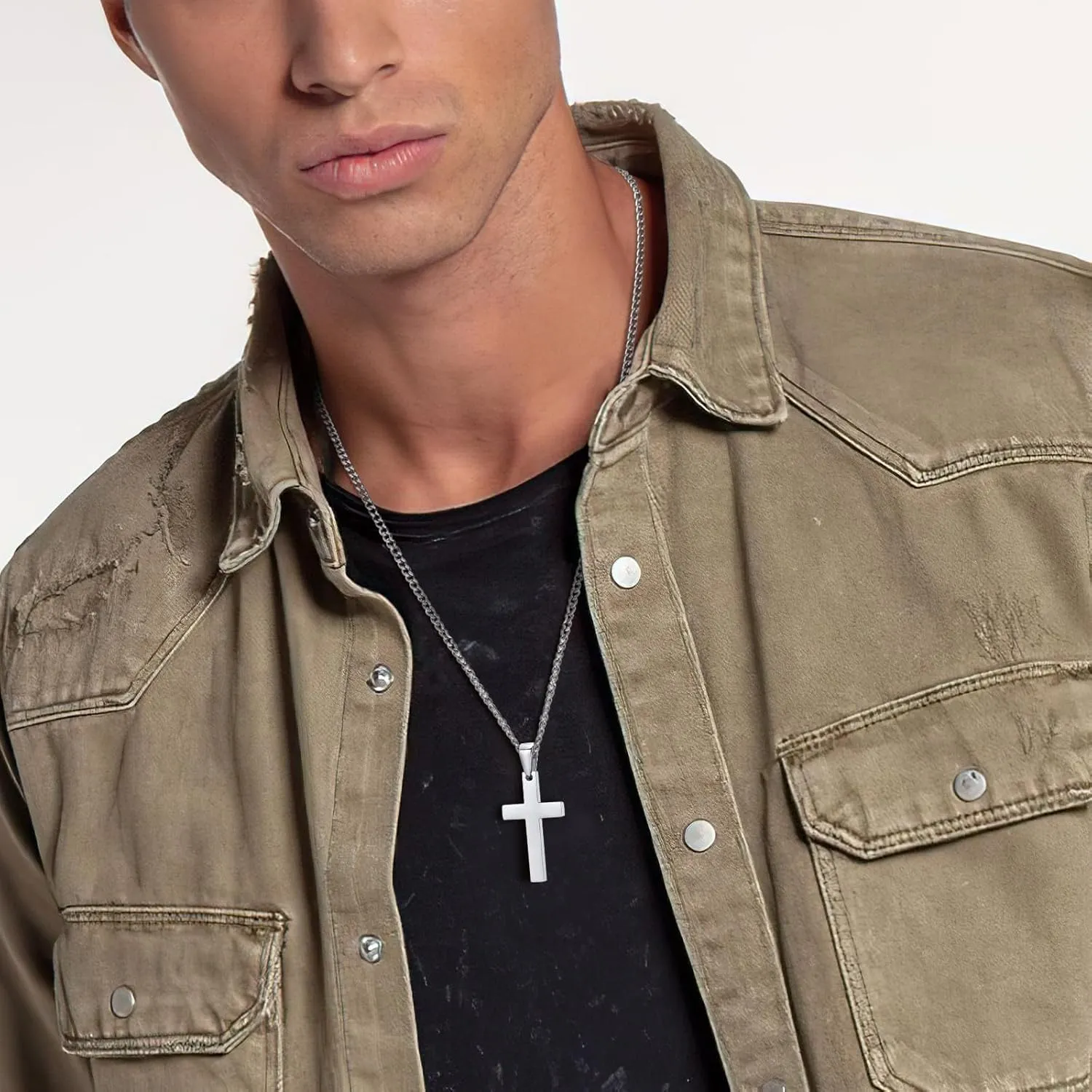 XUANPAI Cross Necklace,Custom Engravable Cross Pendant Necklace Easter Jewelry Christian Birthday Gifts for Men Women