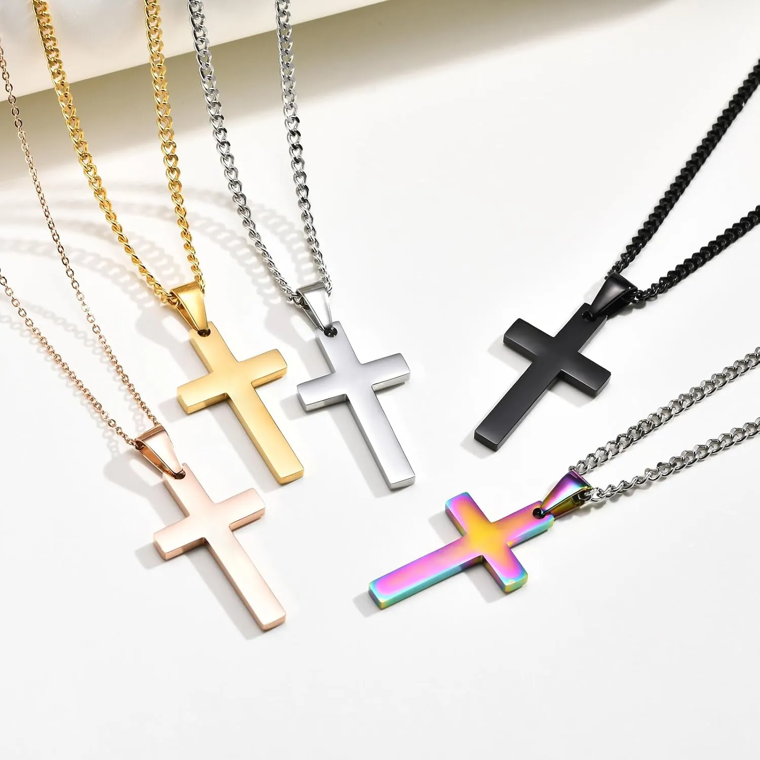 XUANPAI Cross Necklace,Custom Engravable Cross Pendant Necklace Easter Jewelry Christian Birthday Gifts for Men Women
