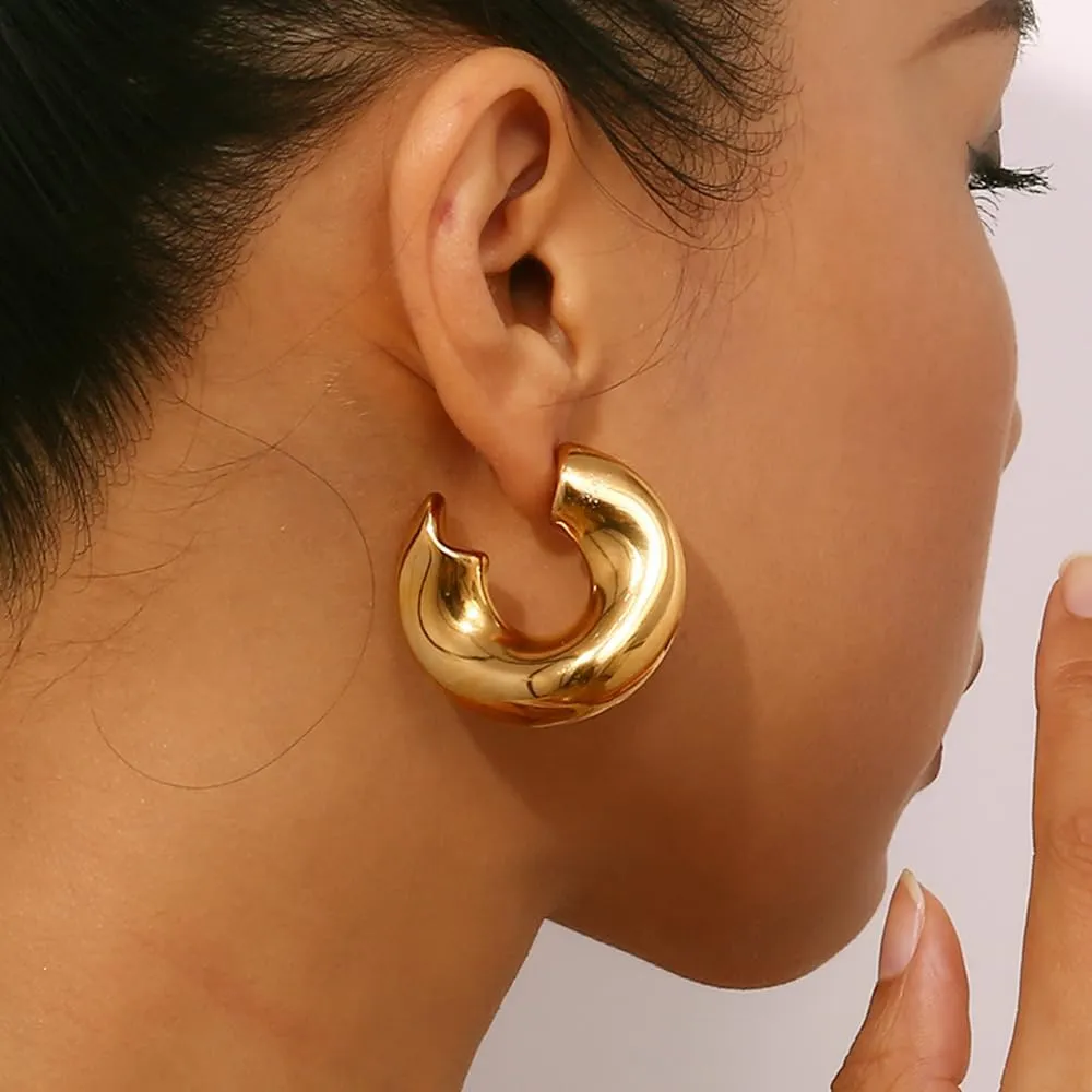 Y2K Acrylic C Stud Earrings Chunky Statement Hoop Earrings Colorful Resin Geometric Hoops Earrings Jewelry for Women Accessories Gifts