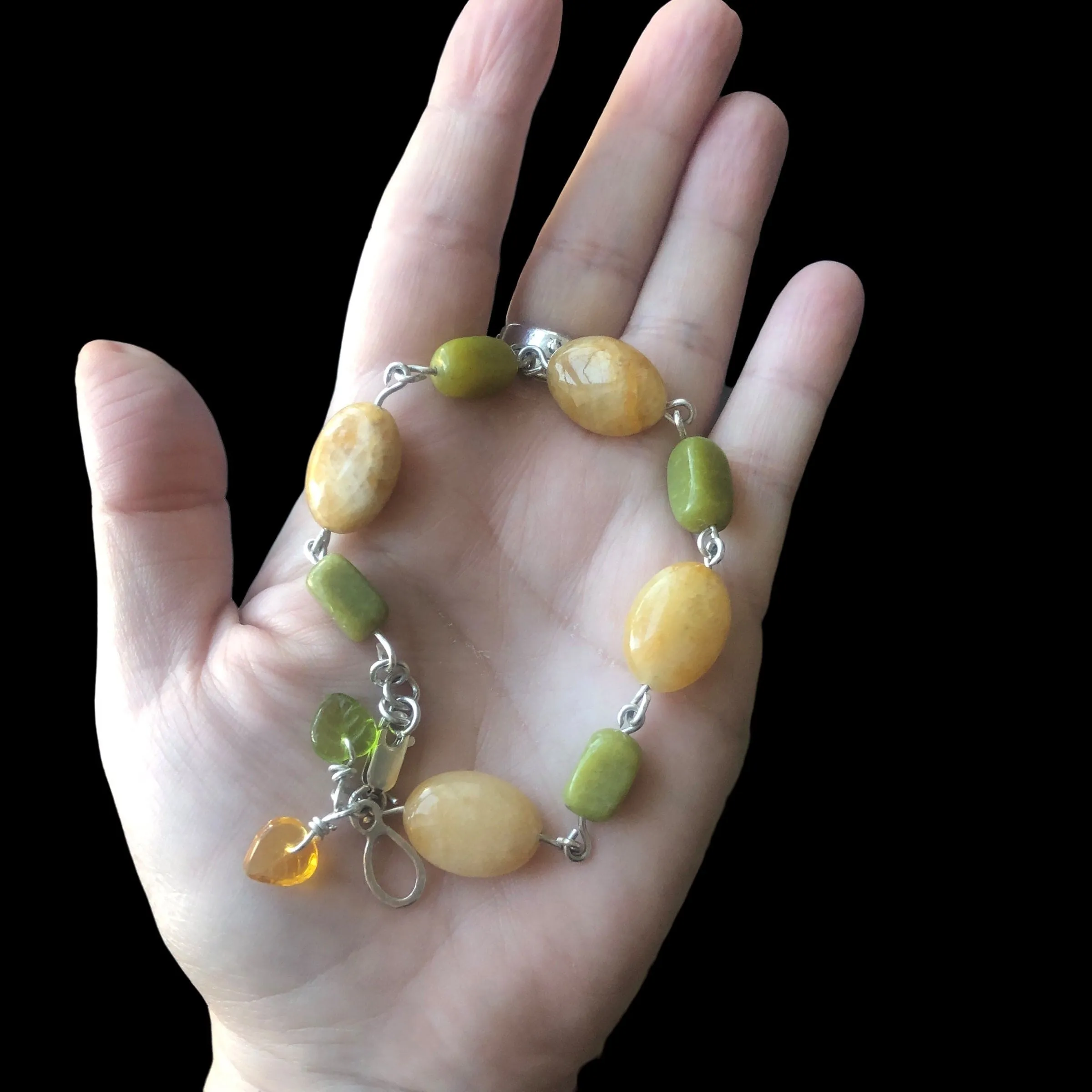 Yellow Aventurine and Lemon Jade Segmented Bracelet