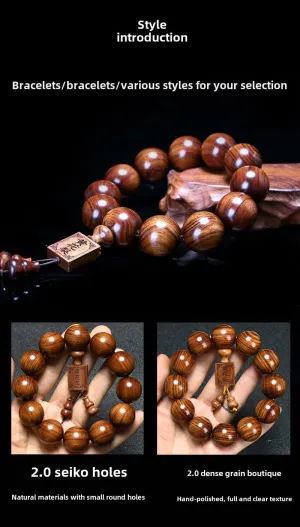 Yellow Pear Wooden Prayer Bead Bracelet, Tibetan Buddhist Link, Wrist Bead Prayer, Mara Good Luck, Elastic Jewelry for Women, Men, Men, and Women, Couple Gift, Birthday