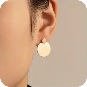 YienDoo Boho Coin Disc Earrings Studs Gold Vintage Circle Dangle Earrings Round Disc Drop Earrings Statement Geometric Minimalist Round Earrings Everyday Jewelry for Women