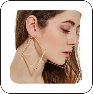 YienDoo Large Square Hoop Earrings Gold Boho Hollow Square Hoop Drop Earrings Minimalist Geometric Dangle Earrings Statement Extra Big Square Huggie Hoop Earrings Jewelry for Women