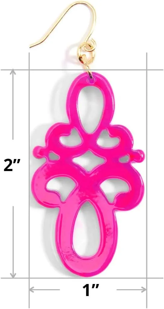ZENZII Statement Resin Acrylic Double Scroll Colorful Drop and Dangle Earring for Women Girls