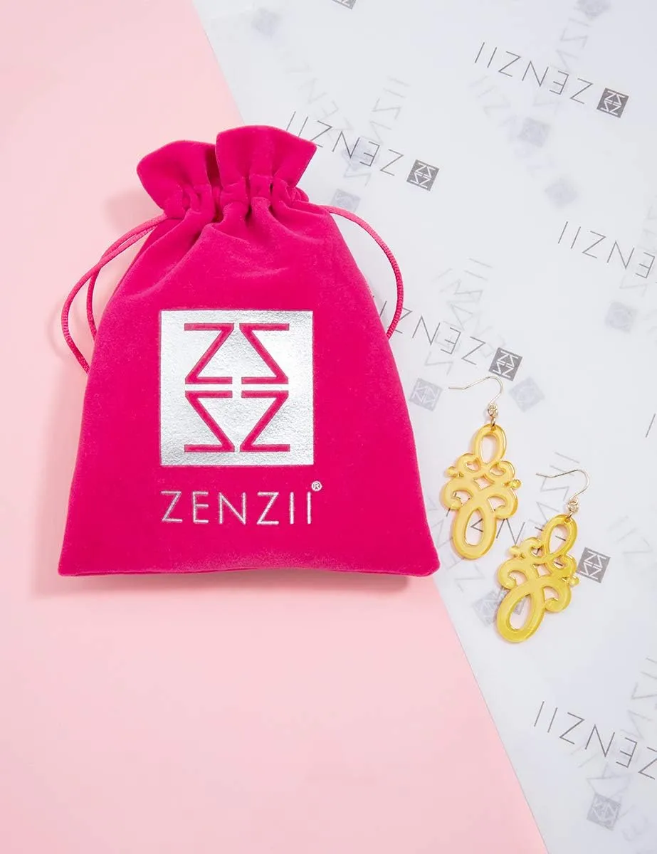 ZENZII Statement Resin Acrylic Double Scroll Colorful Drop and Dangle Earring for Women Girls