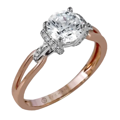 ZR1217 Engagement Ring in 14k Gold with Diamonds